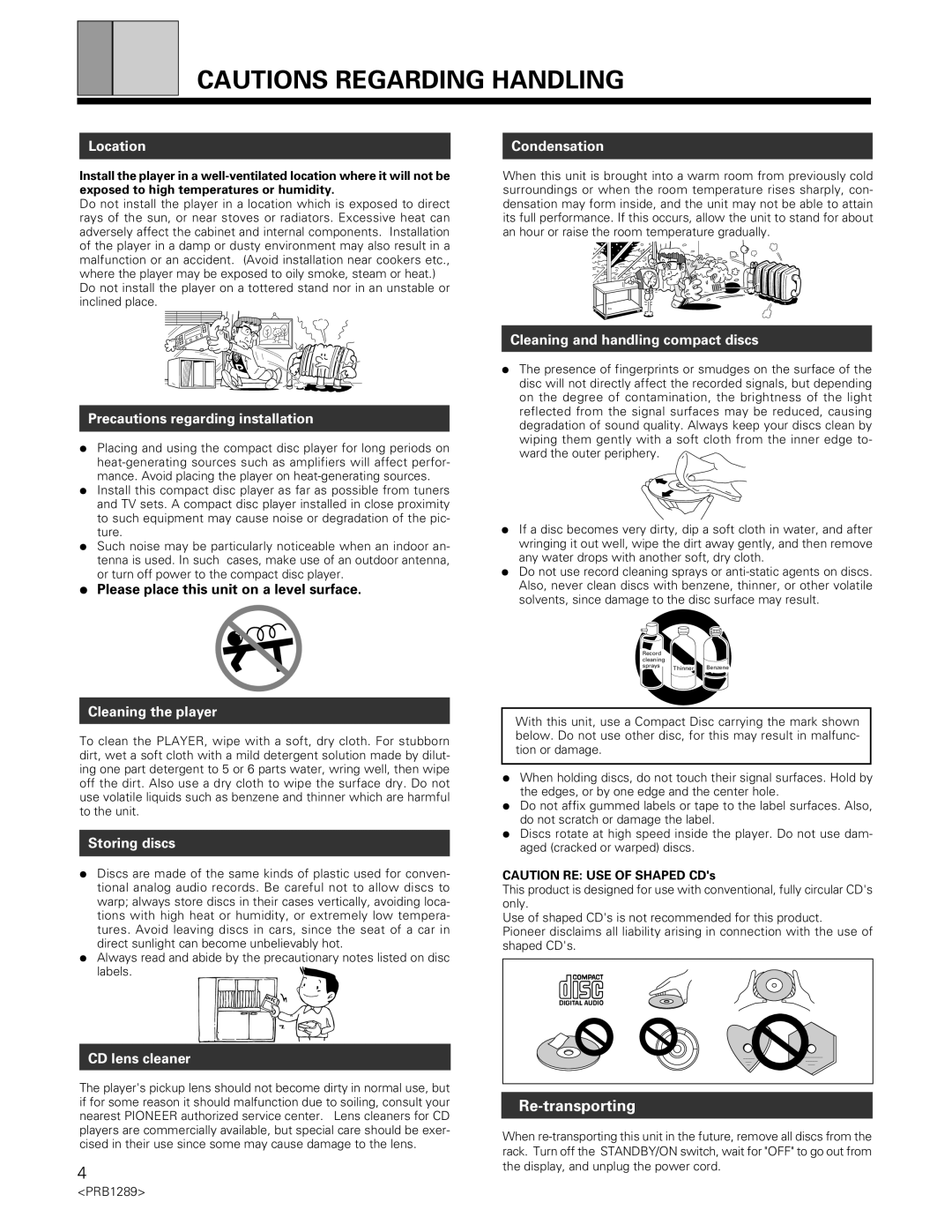 Pioneer PD-F19PD-F17 operating instructions Re-transporting 