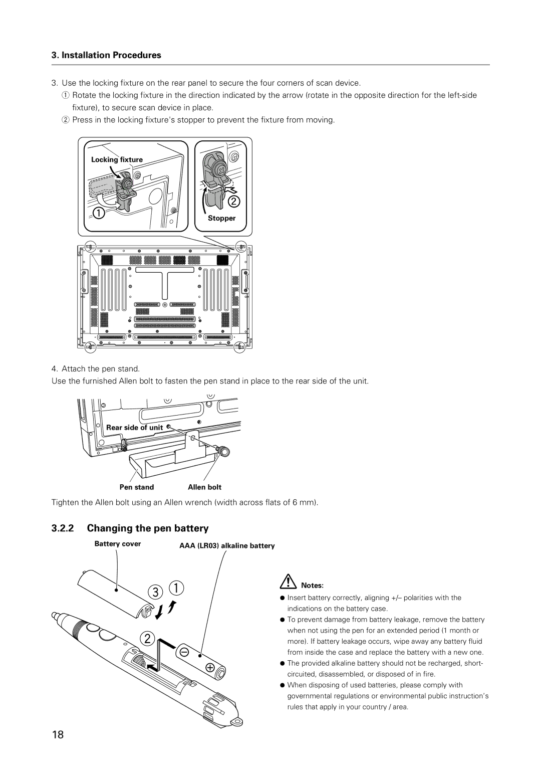 Pioneer PDK-50HW3 specifications Changing the pen battery, Battery cover 