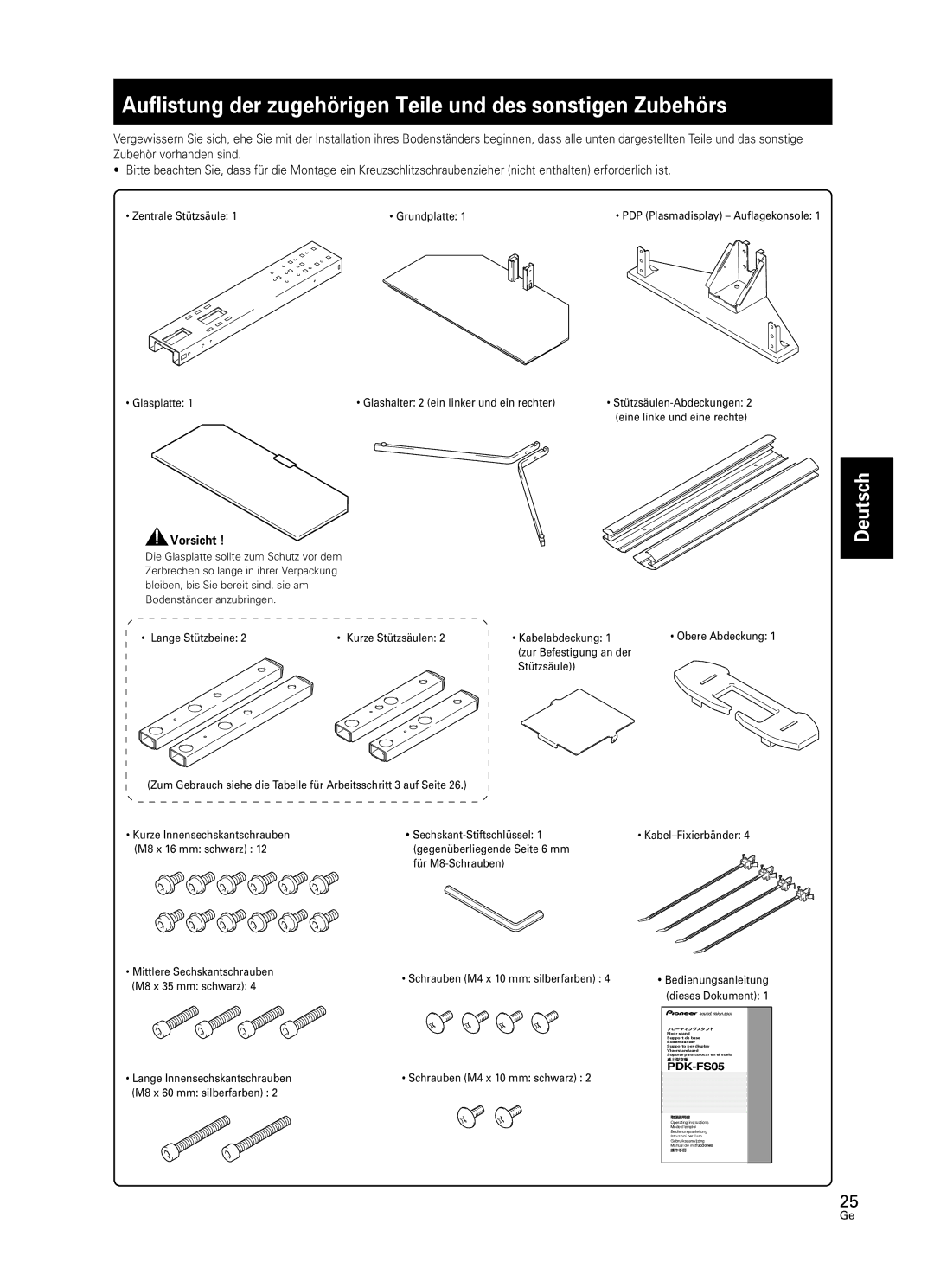 Pioneer PDK-FS05 manual Vorsicht 