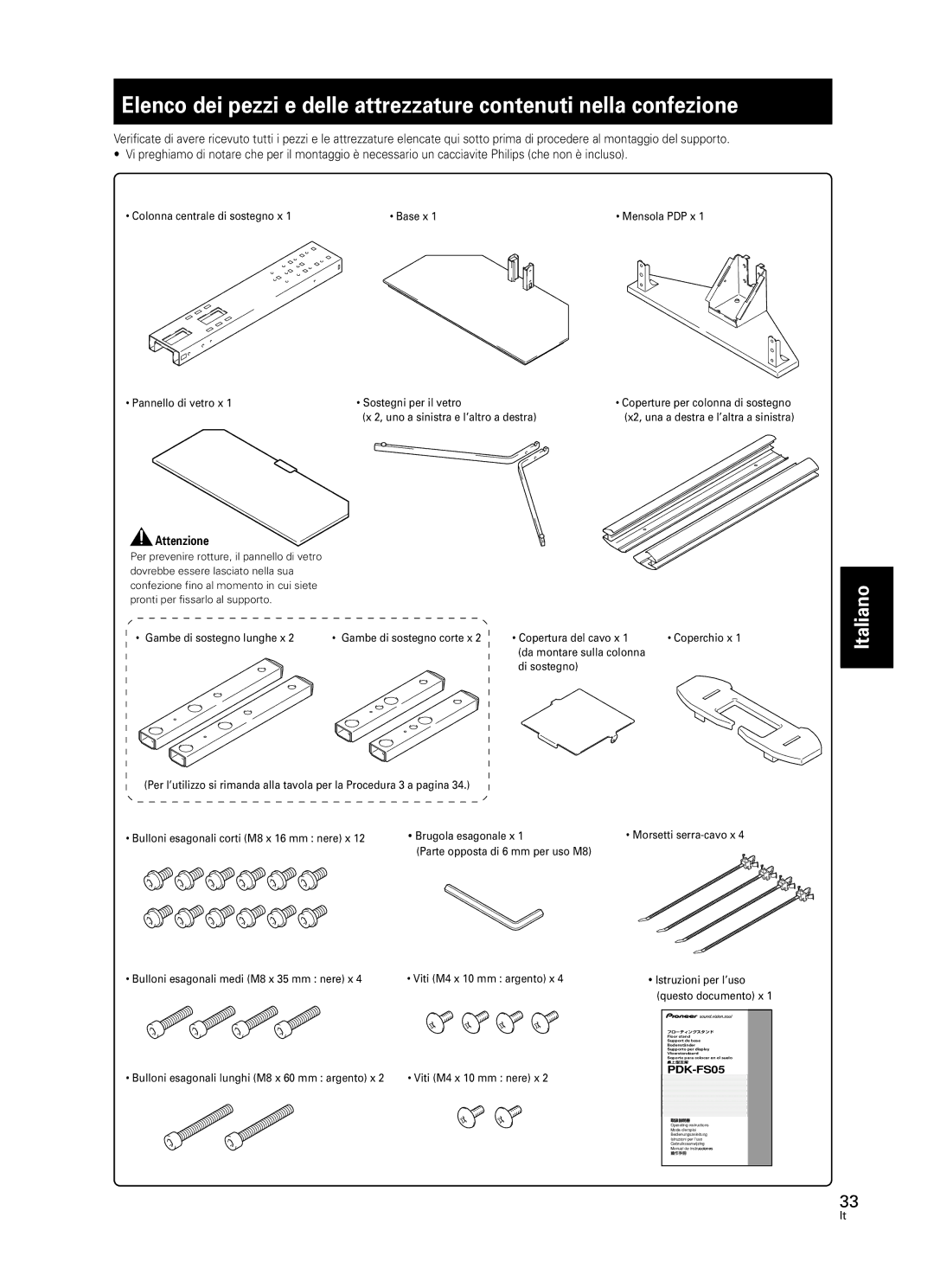 Pioneer PDK-FS05 manual Attenzione 