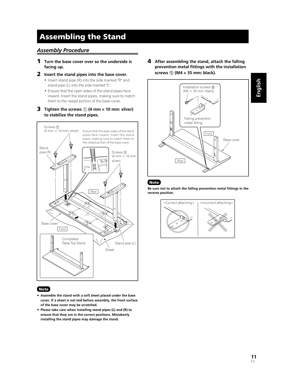 Pioneer KRP-TS02, PDK-TS33A manual Assembling the Stand, Assembly Procedure 