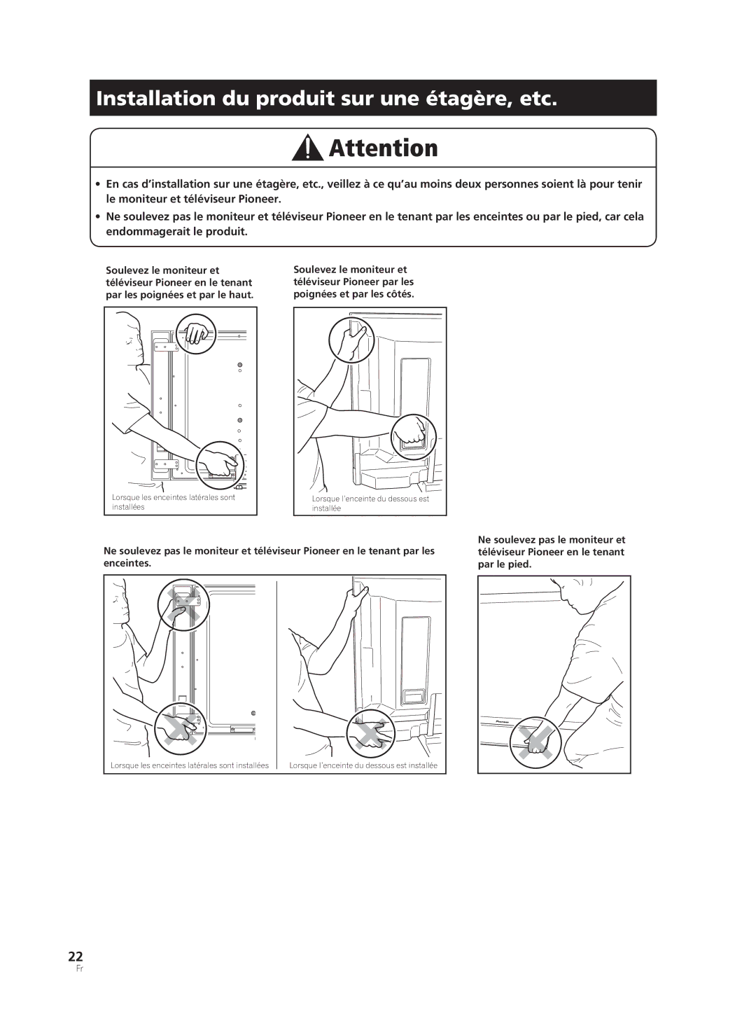 Pioneer PDK-TS33A, KRP-TS02 manual Installation du produit sur une étagère, etc 