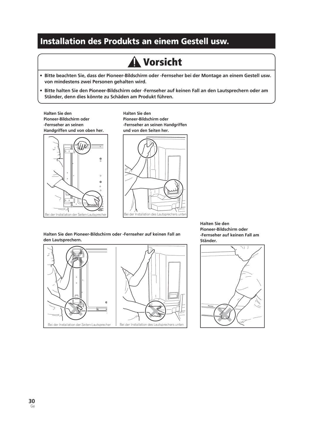 Pioneer PDK-TS33A, KRP-TS02 manual Installation des Produkts an einem Gestell usw 