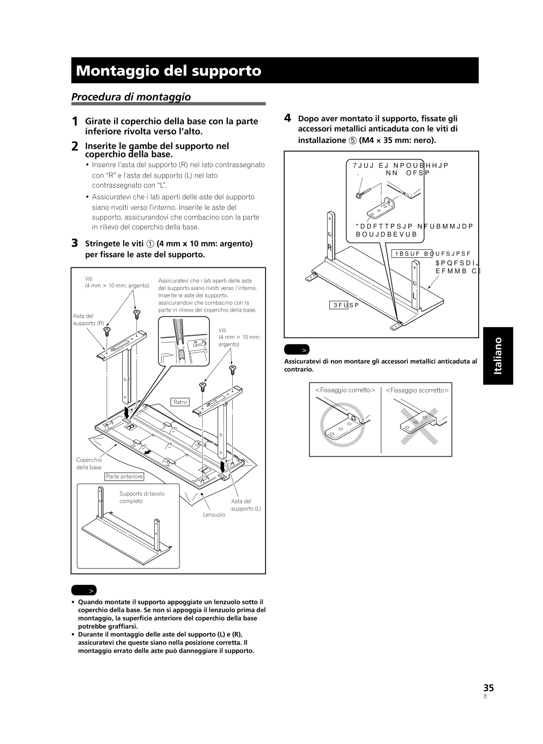 Pioneer KRP-TS02, PDK-TS33A manual Montaggio del supporto, Procedura di montaggio 