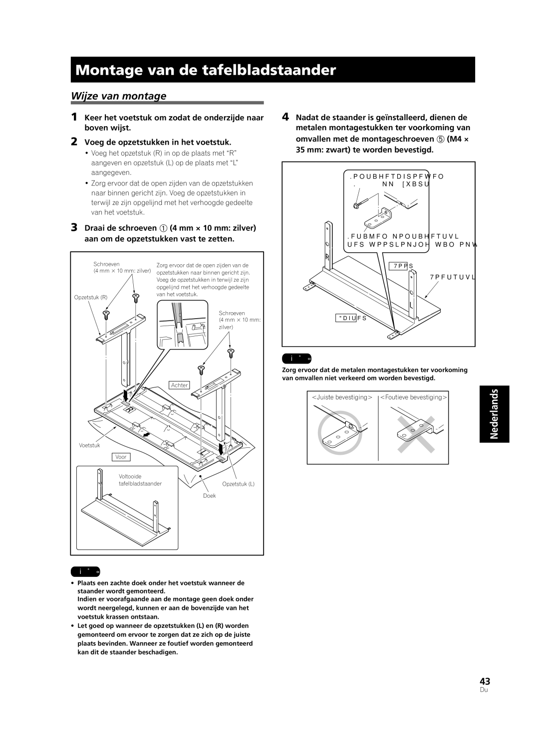 Pioneer PDK-TS33A, KRP-TS02 manual Montage van de tafelbladstaander, Wijze van montage 