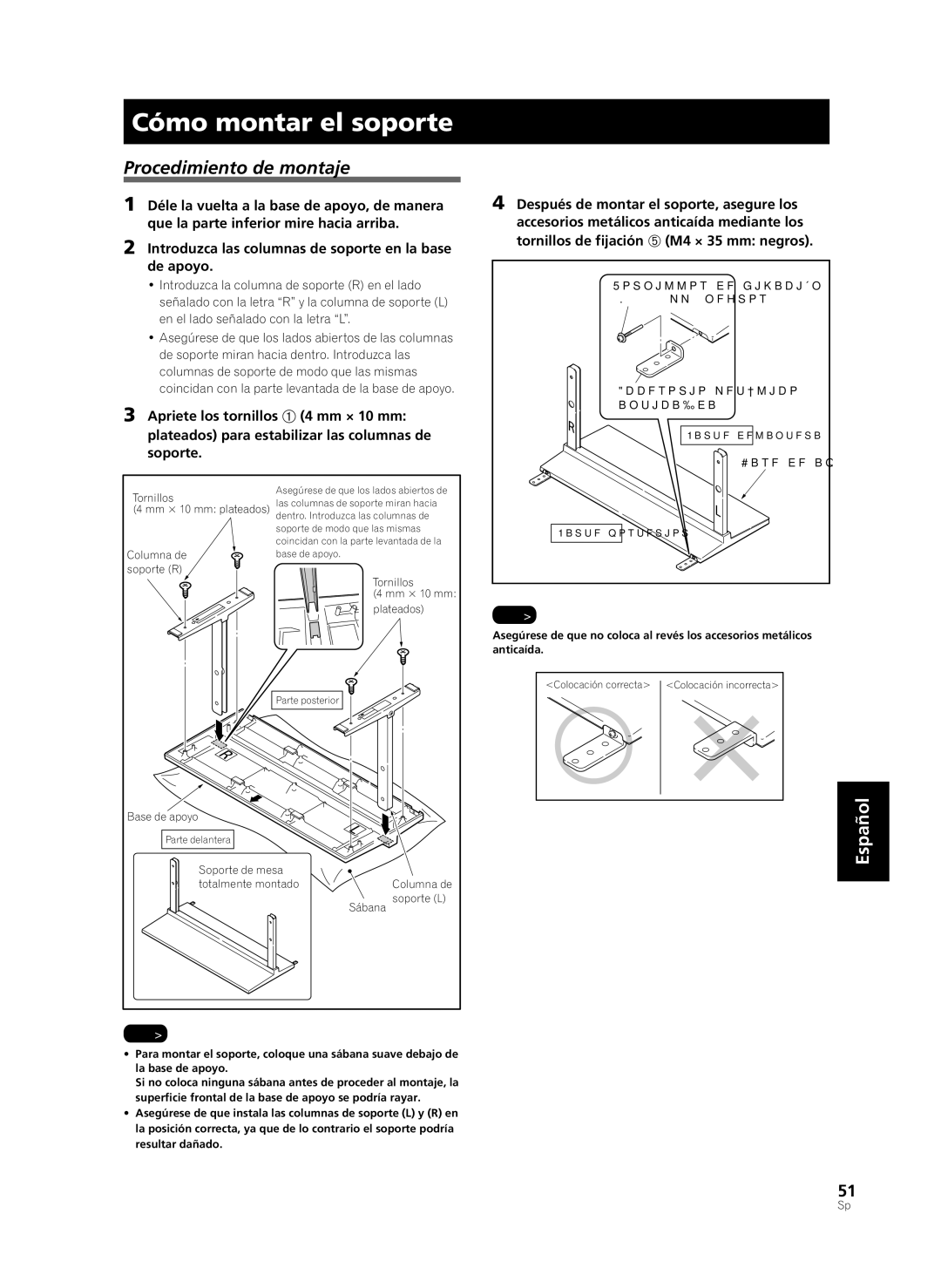 Pioneer PDK-TS33A, KRP-TS02 manual Cómo montar el soporte, Procedimiento de montaje 