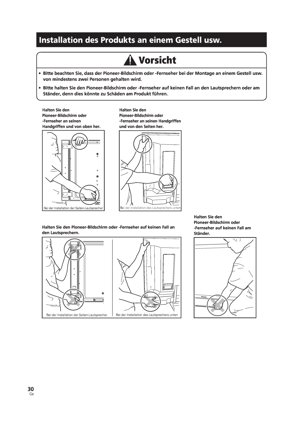 Pioneer PDK-TS33A, KRP-TS02 manual Installation des Produkts an einem Gestell usw 