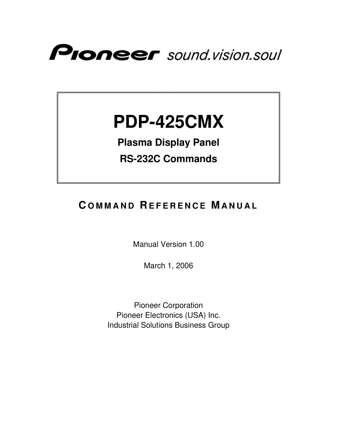 Pioneer PDP-425CMX manual 