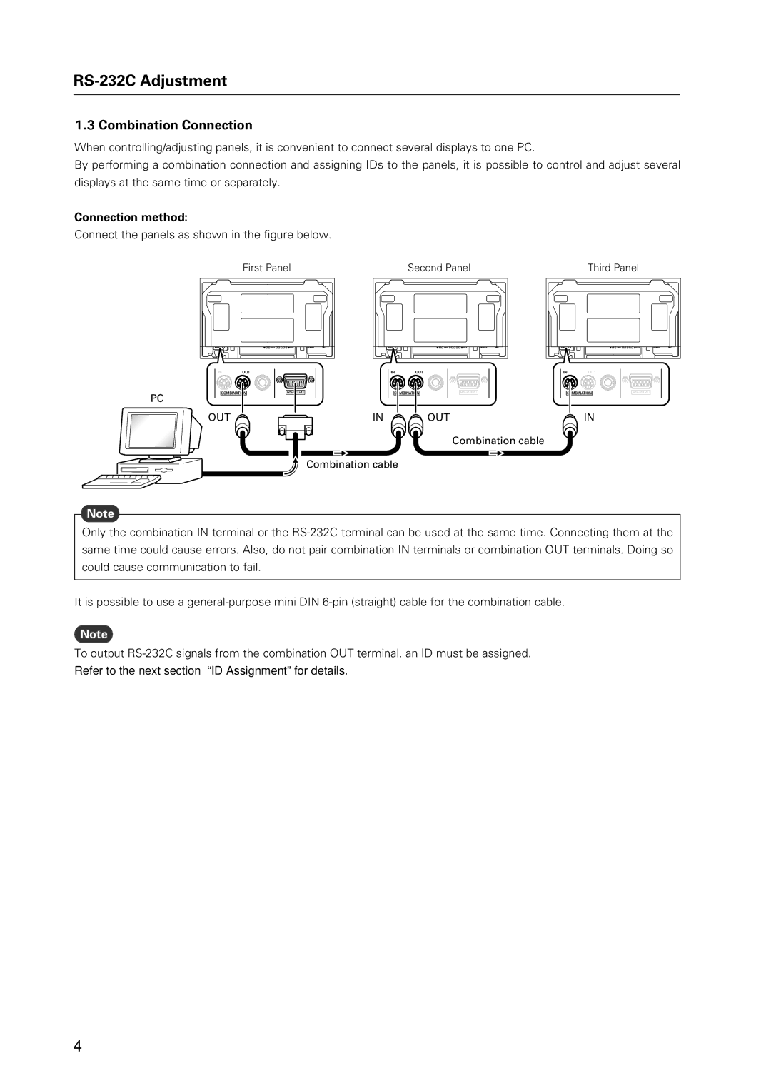 Pioneer PDP-425CMX manual Combination Connection, Connection method, Out 