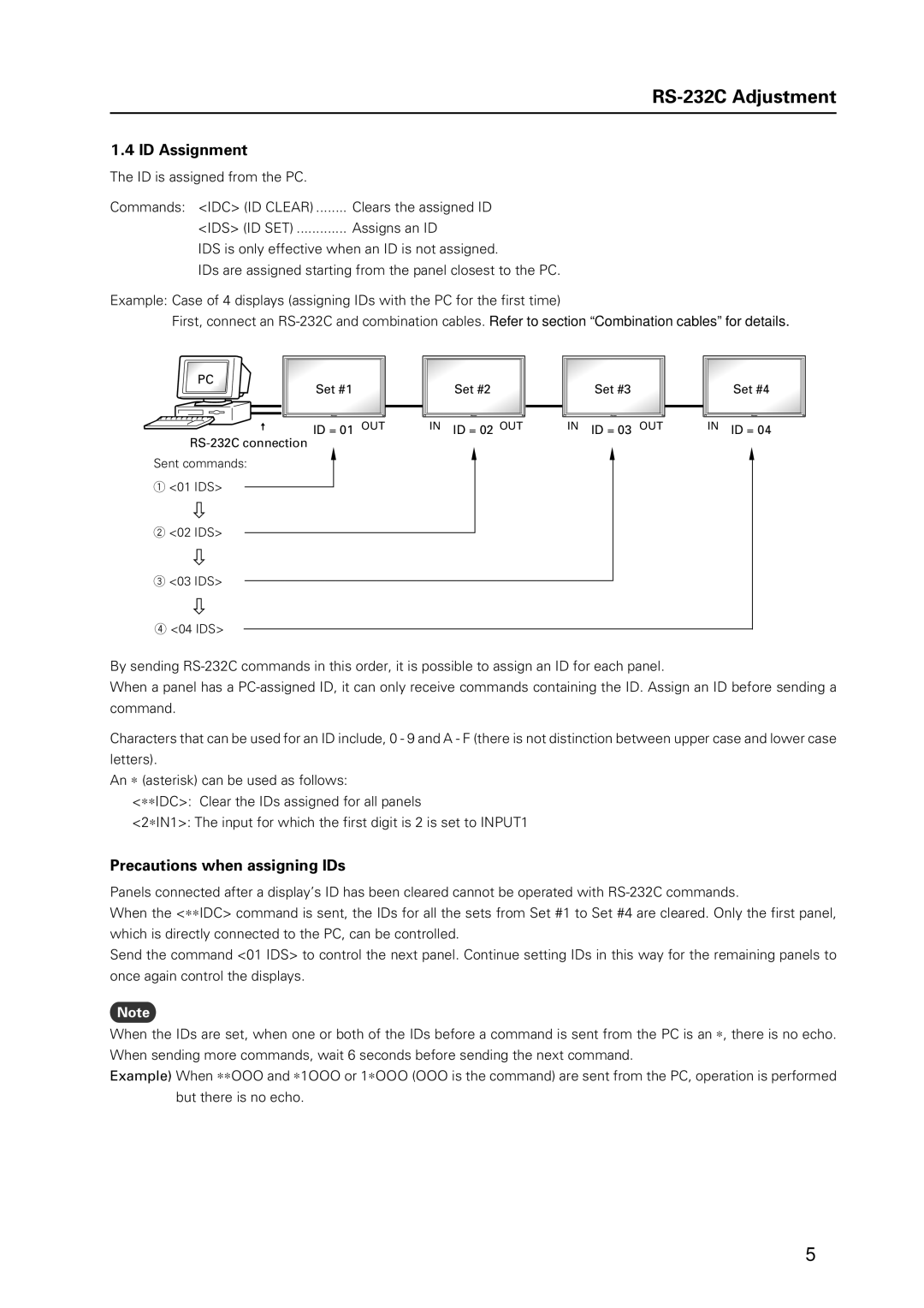 Pioneer PDP-425CMX manual ID Assignment, Precautions when assigning IDs 