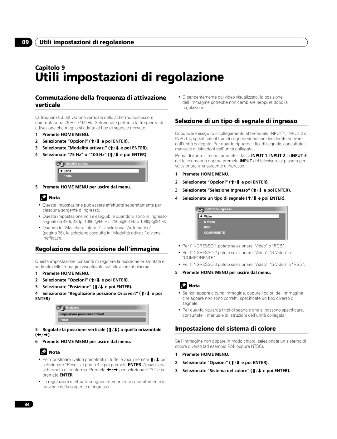 Pioneer PDP-4270XA operating instructions Utili impostazioni di regolazione 