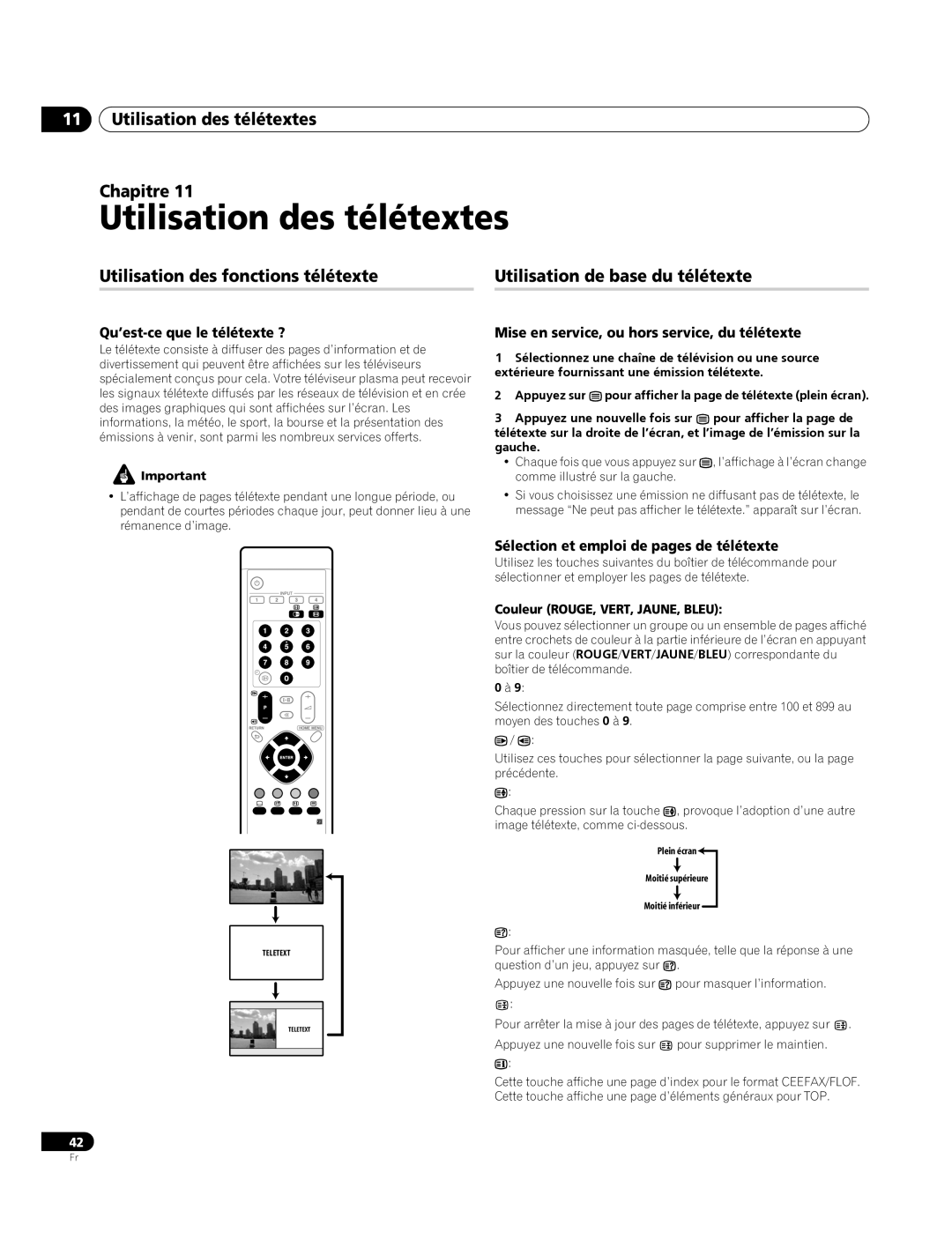 Pioneer PDP-4270XA operating instructions Utilisation des télétextes Chapitre, Qu’est-ce que le télétexte ? 