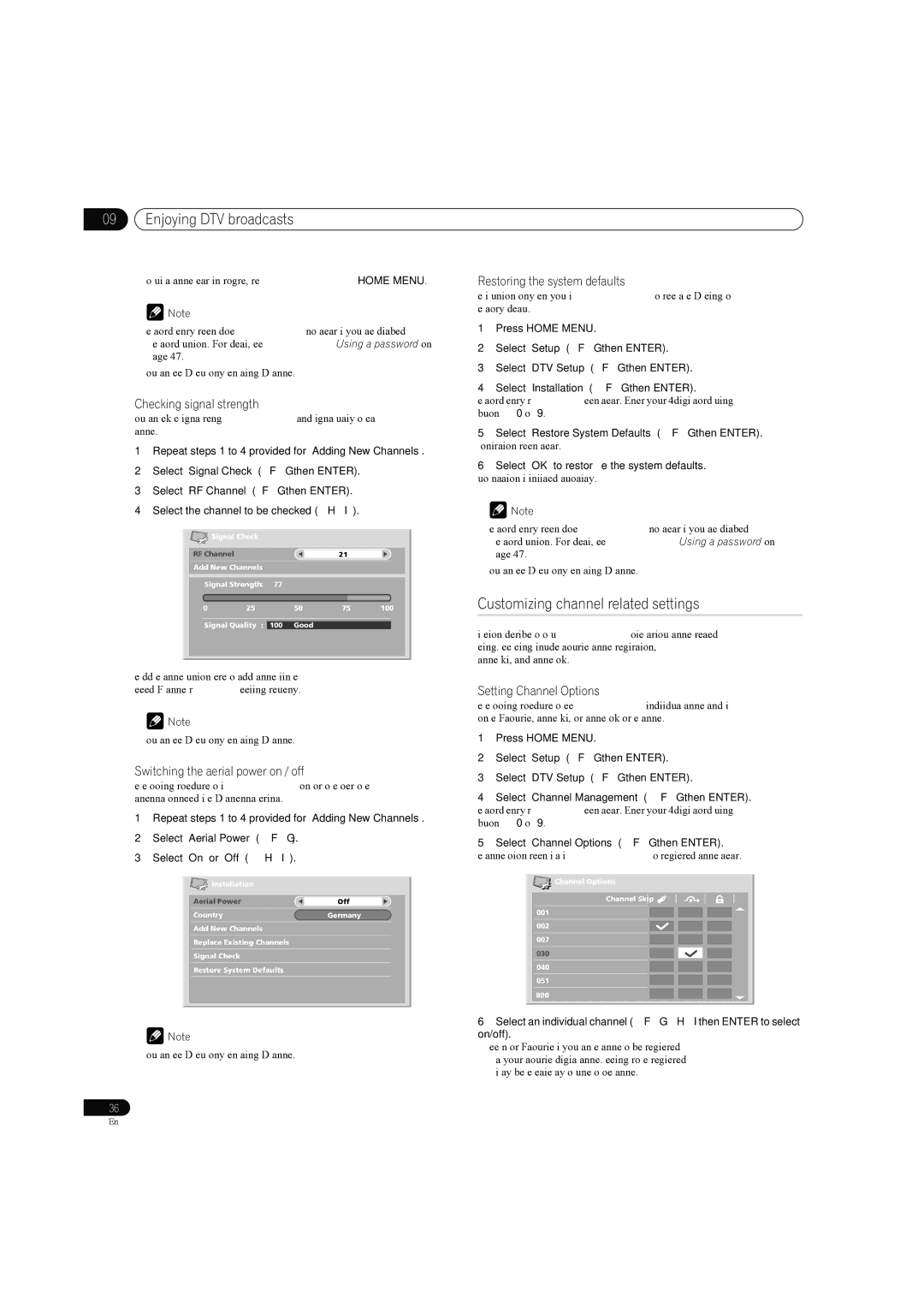 Pioneer PDP-4270XD manual Enjoying DTV broadcasts, Customizing channel related settings 