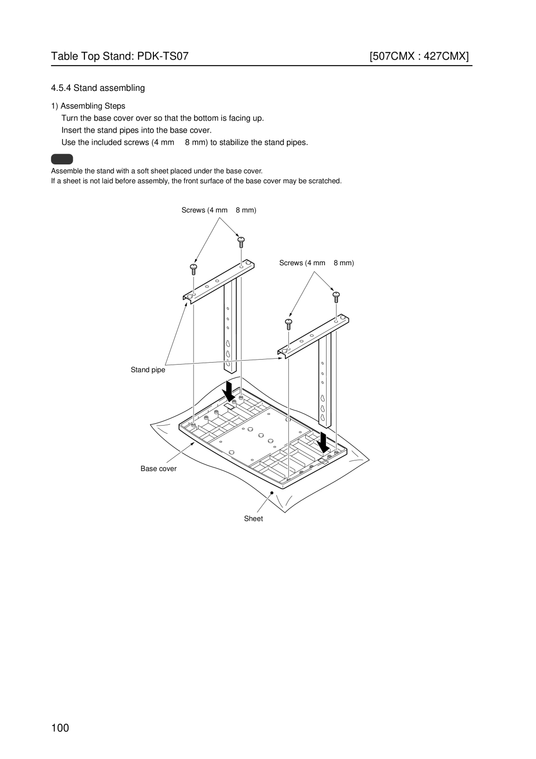 Pioneer PDP 427CMX technical manual Stand assembling, Assembling Steps 