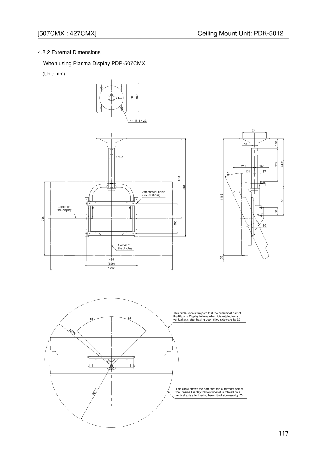 Pioneer PDP 427CMX technical manual 507CMX 427CMX Ceiling Mount Unit PDK-5012, R673 