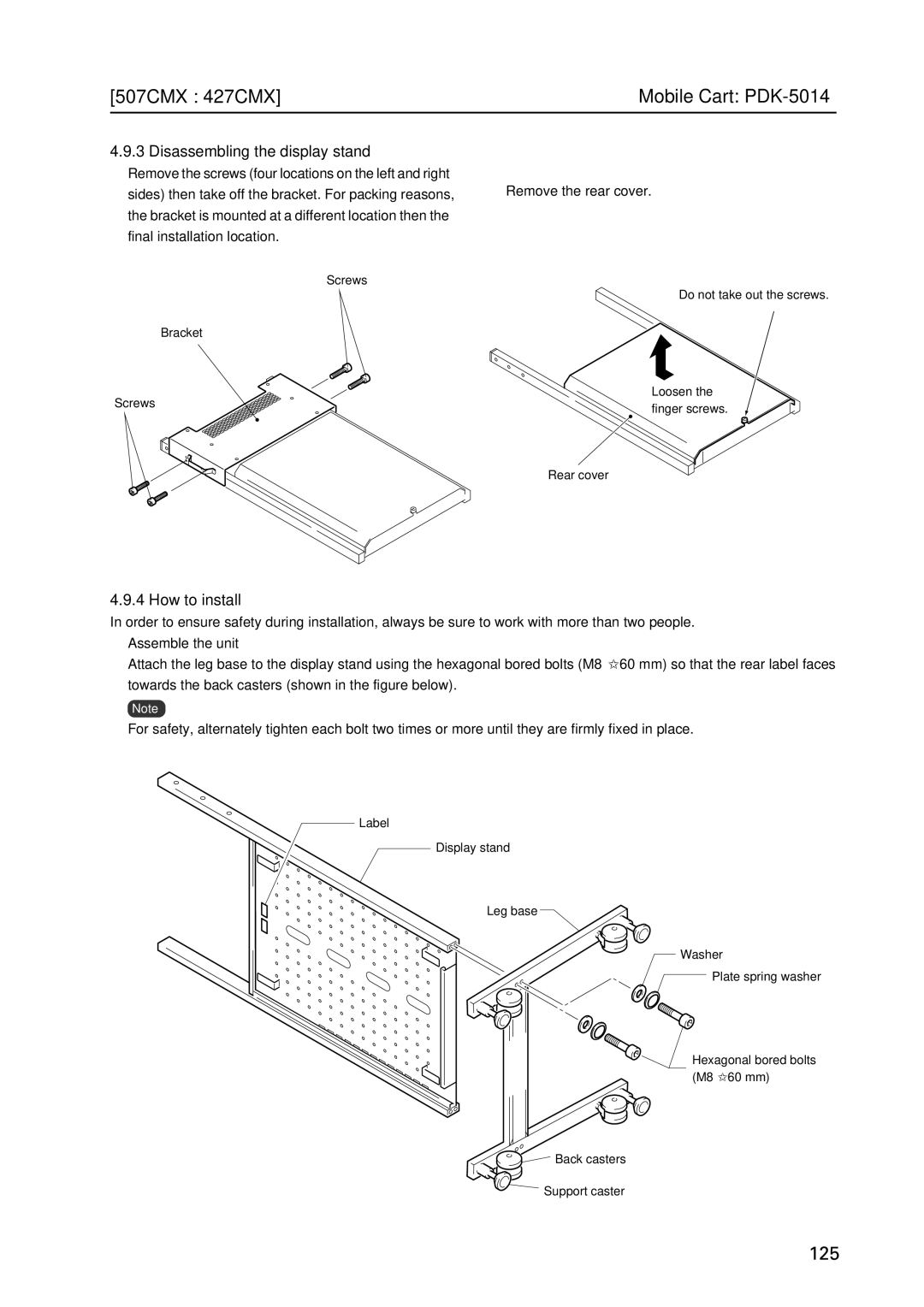 Pioneer PDP 427CMX technical manual Disassembling the display stand, How to install, Remove the rear cover 