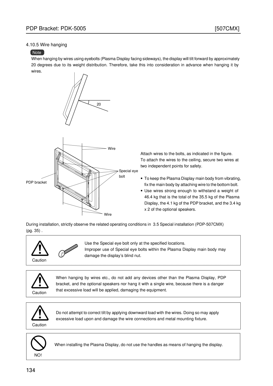 Pioneer PDP 427CMX technical manual Wire hanging 