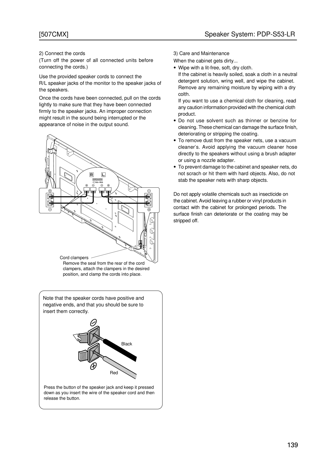 Pioneer PDP 427CMX technical manual Care and Maintenance When the cabinet gets dirty 