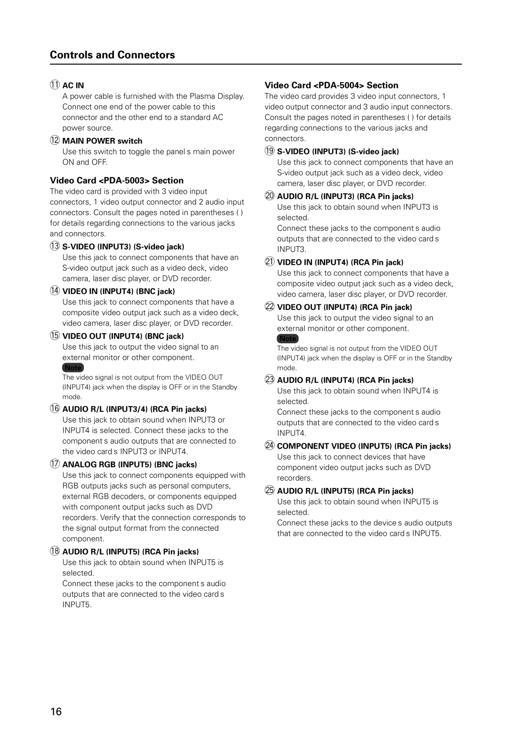 Pioneer PDP 427CMX technical manual = Main Power switch, Use this switch to toggle the panel’s main power on and OFF 