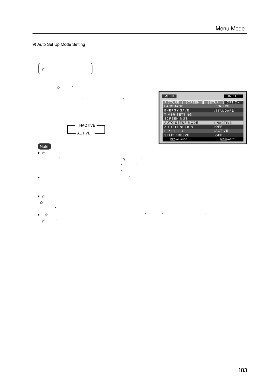 Pioneer PDP 427CMX technical manual Auto Set Up Mode Setting, Auto SET UP Mode 