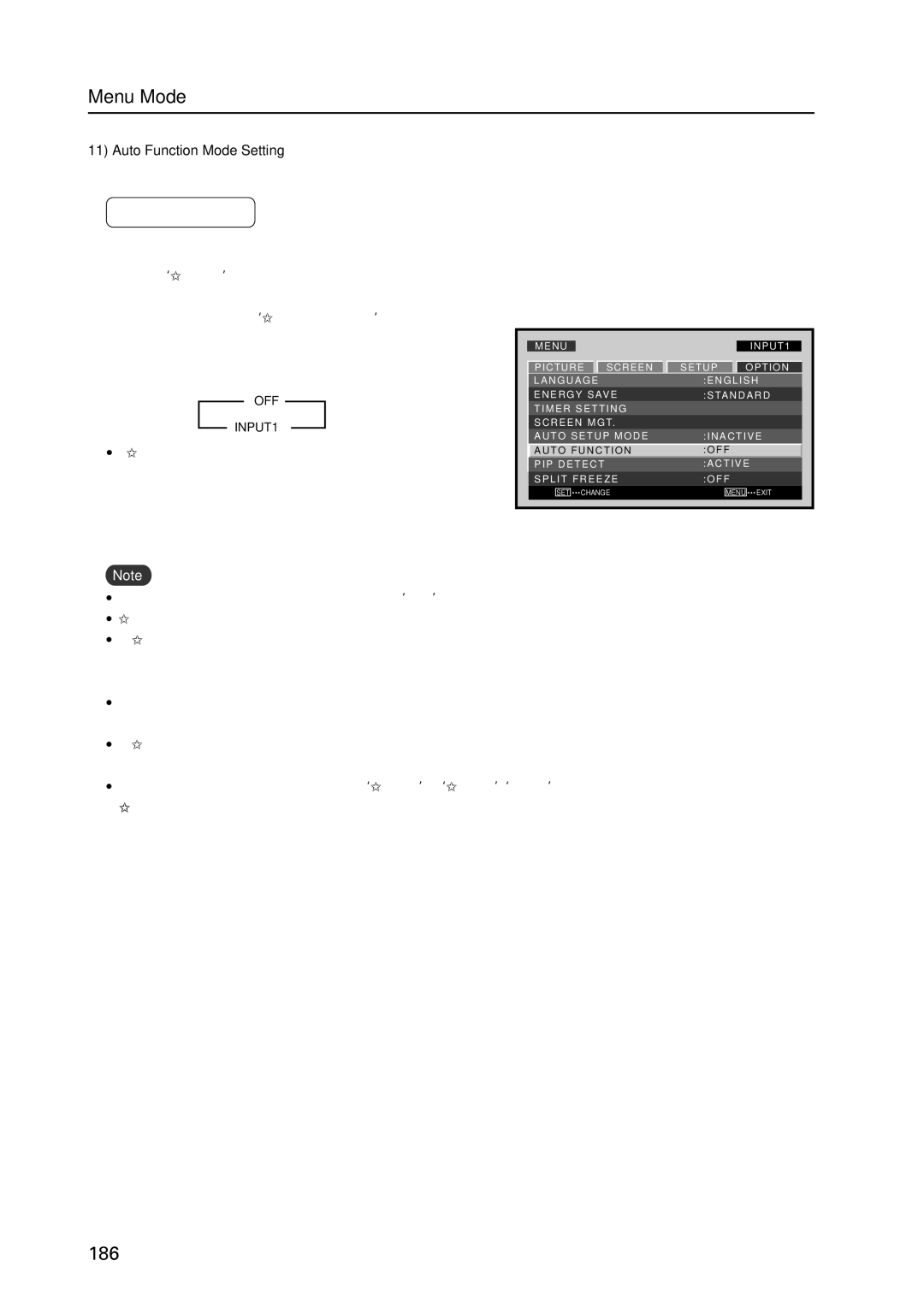 Pioneer PDP 427CMX technical manual Auto Function Mode Setting, As shown below 