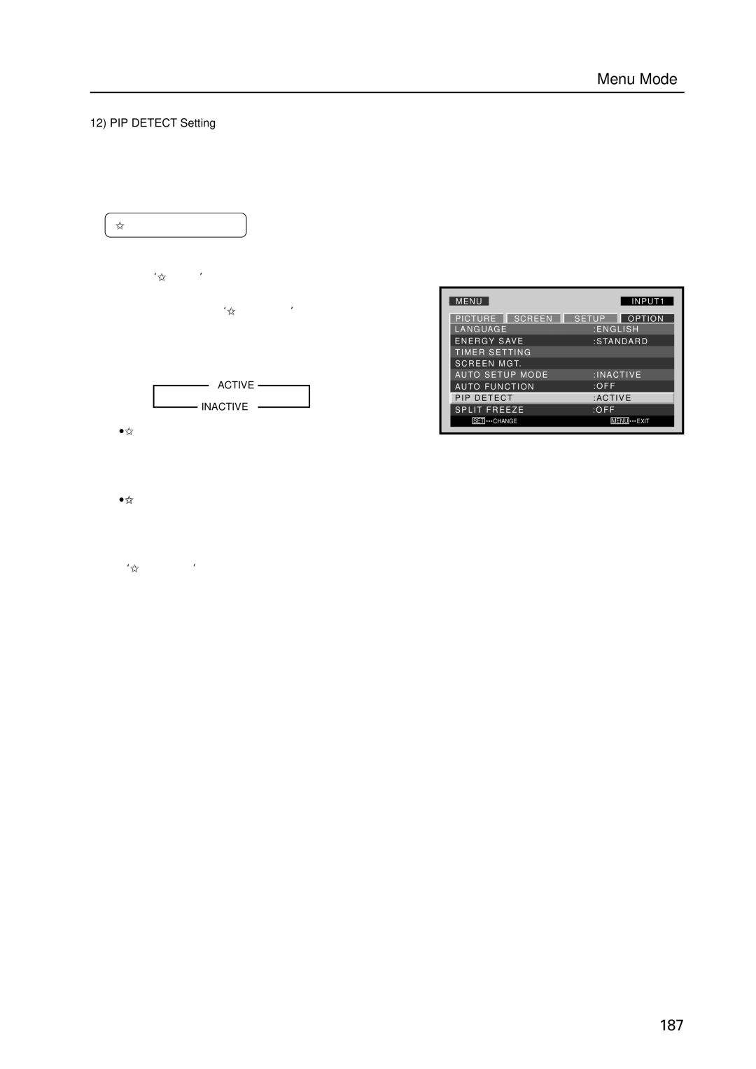 Pioneer PDP 427CMX technical manual PIP Detect Setting, ‘PIP DETECT’ setting is common for all inputs 