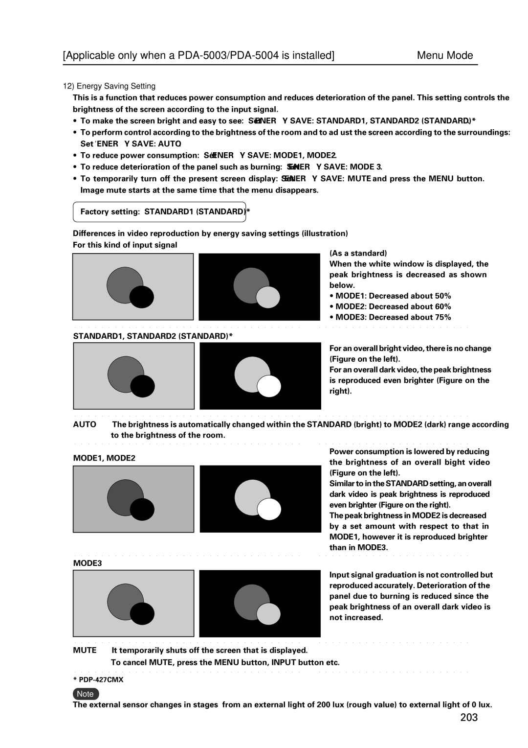 Pioneer PDP 427CMX technical manual Auto, To the brightness of the room 