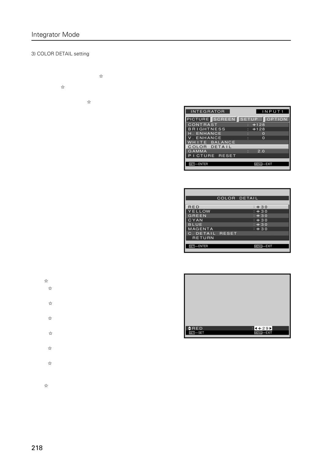 Pioneer PDP 427CMX technical manual Color Detail setting, Use Buttons to switch between items Screen 