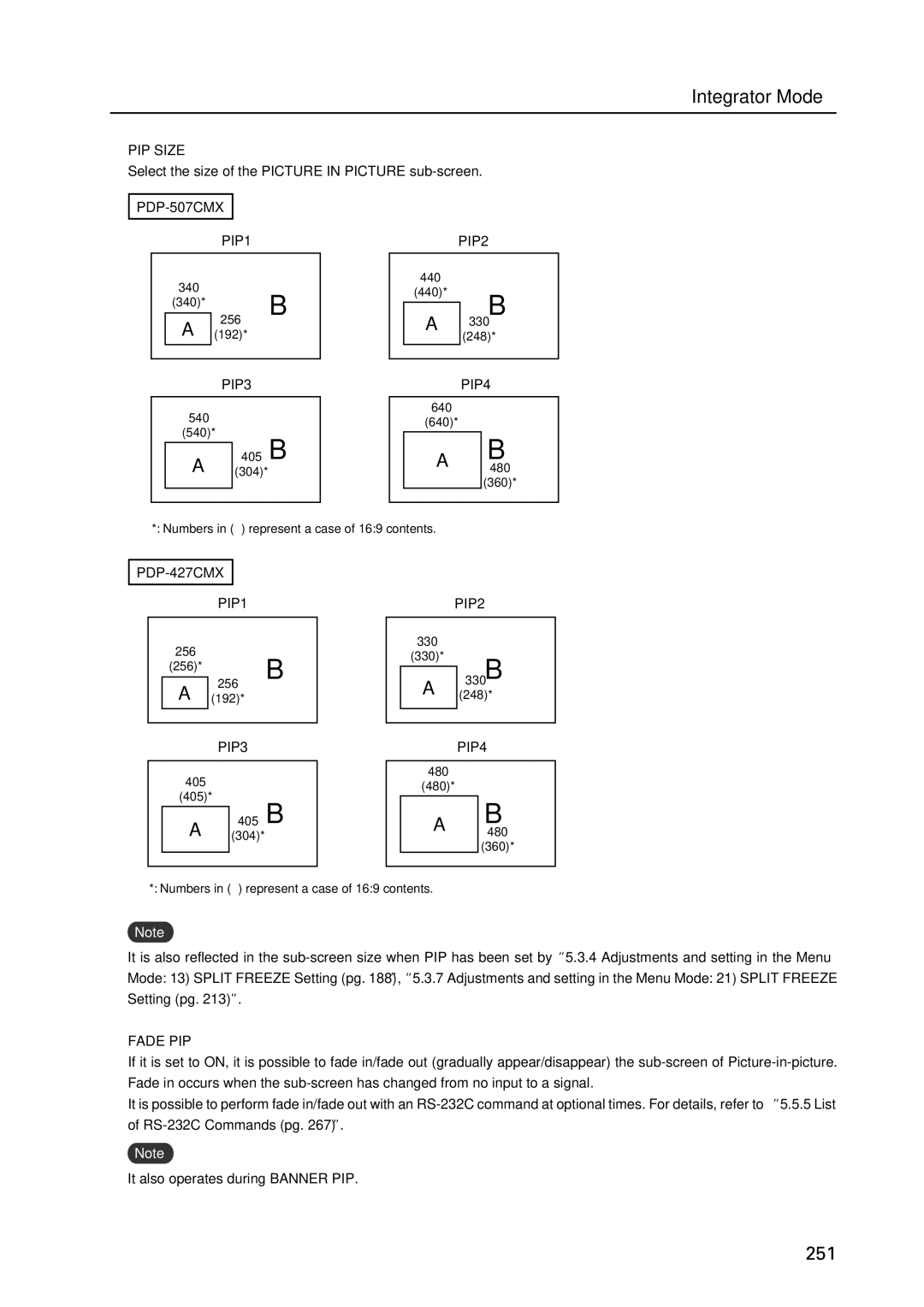 Pioneer PDP 427CMX technical manual Select the size of the Picture in Picture sub-screen, PIP1, PIP3, PIP2, PIP4 