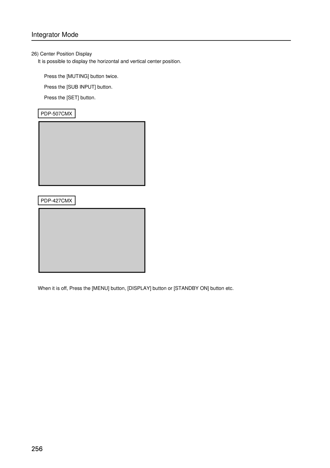 Pioneer PDP 427CMX technical manual Center Position Display 