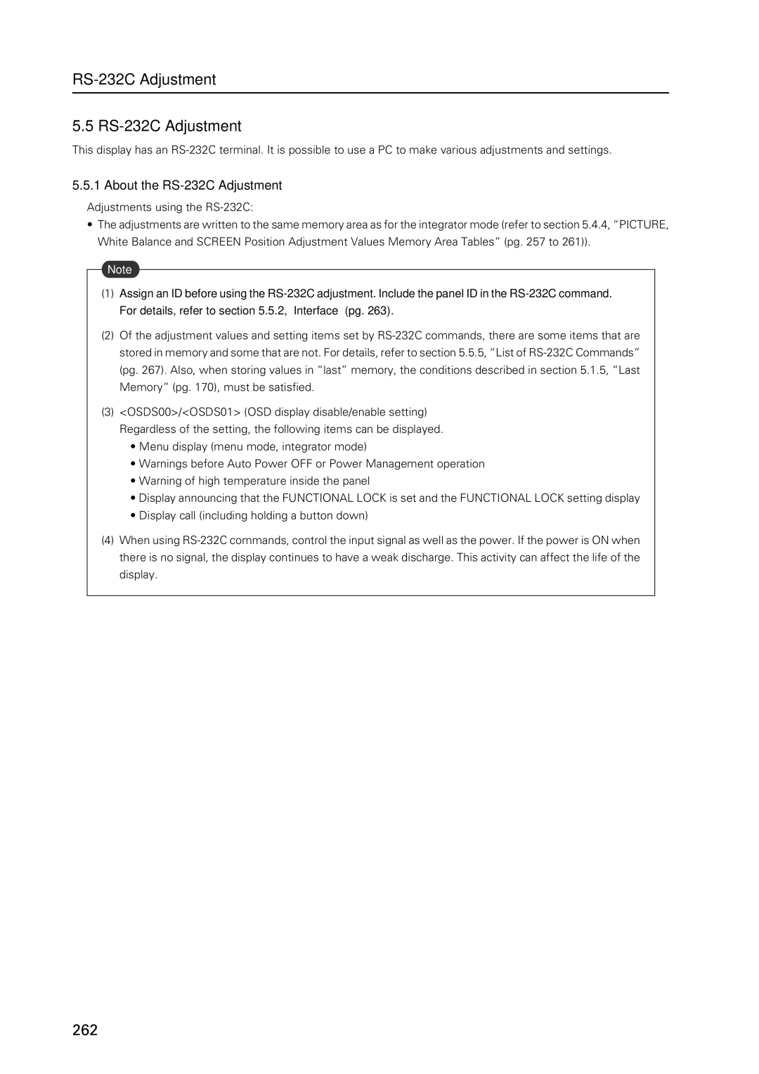 Pioneer PDP 427CMX technical manual About the RS-232C Adjustment 