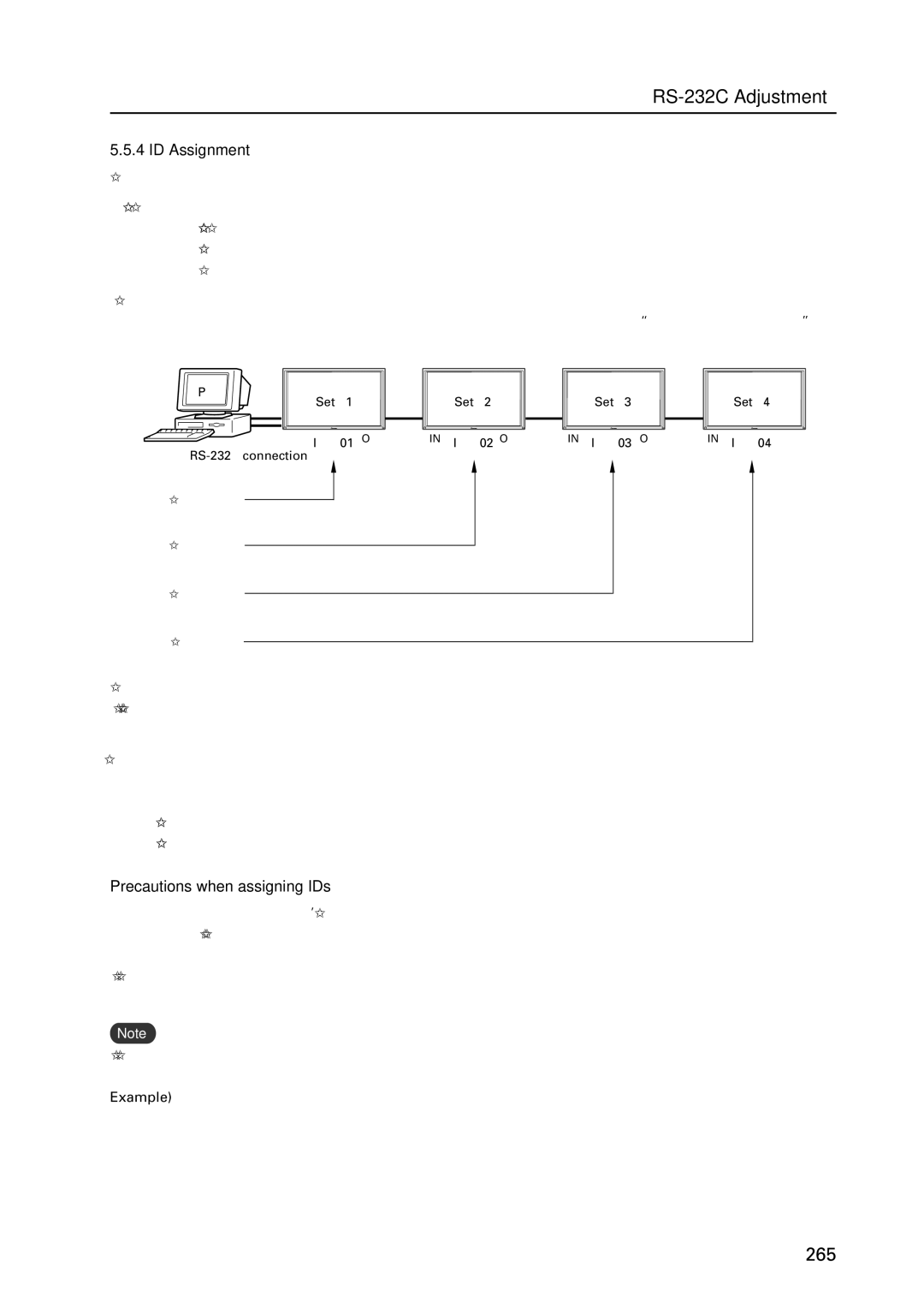 Pioneer PDP 427CMX ID Assignment, Precautions when assigning IDs, ID is assigned from the PC Commands IDC ID Clear 