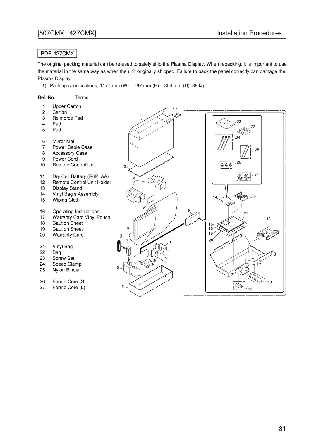 Pioneer PDP 427CMX technical manual Installation Procedures 