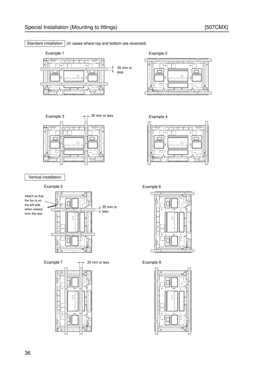 Pioneer PDP 427CMX technical manual Special Installation Mounting to fittings 507CMX, Example 