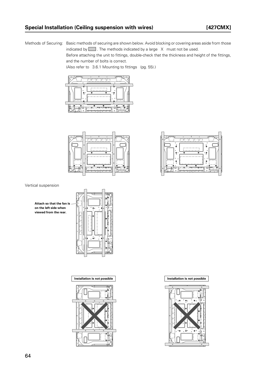 Pioneer PDP 427CMX technical manual Special Installation Ceiling suspension with wires 427CMX 