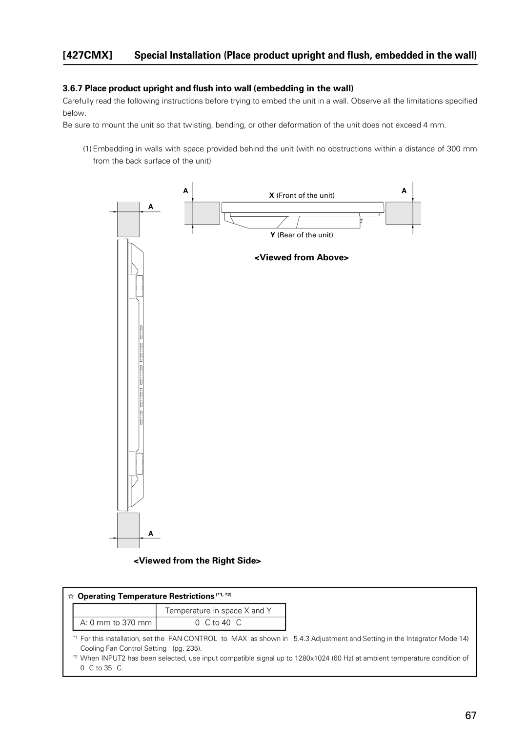 Pioneer PDP 427CMX technical manual Viewed from Above Viewed from the Right Side 