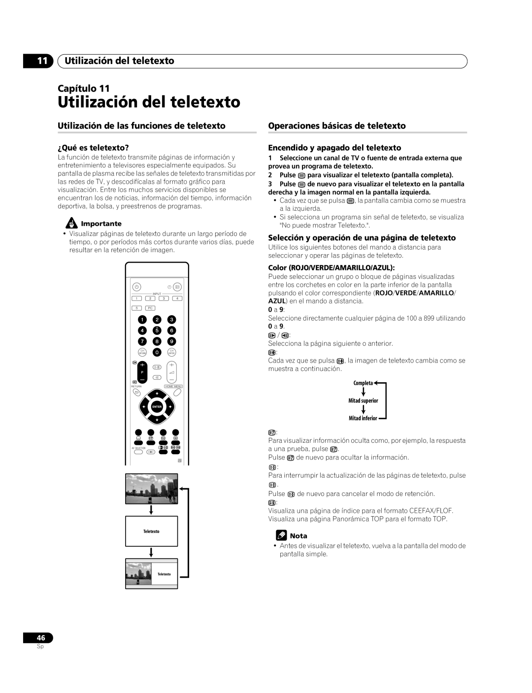 Pioneer PDP-427XG, PDP-507XG manual Utilización del teletexto Capítulo, Utilización de las funciones de teletexto 