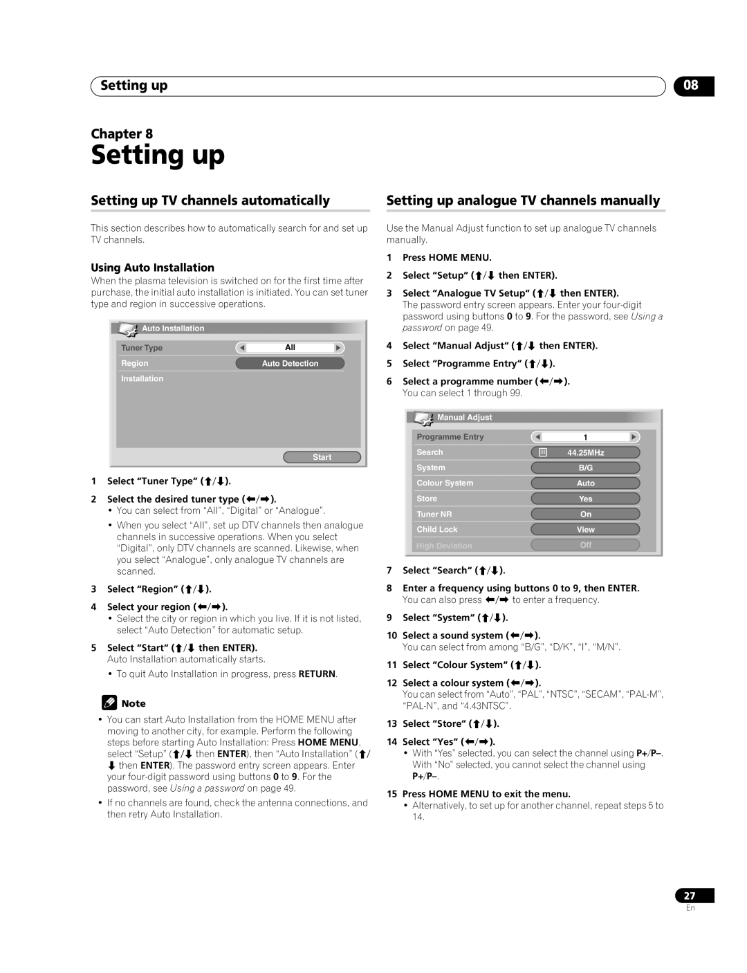 Pioneer PDP-508XDA, PDP-428XDA manual Setting up Chapter, Using Auto Installation 