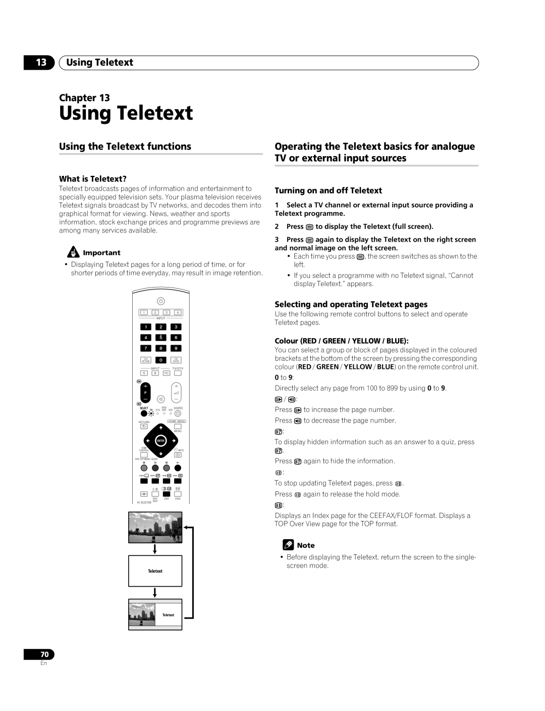 Pioneer PDP-428XDA, PDP-508XDA manual Using Teletext Chapter, Using the Teletext functions 