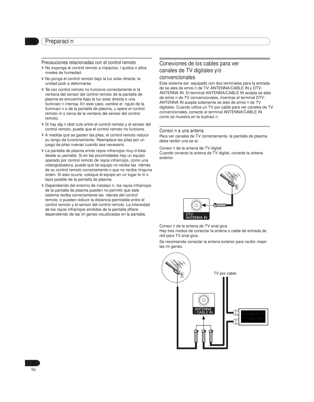 Pioneer PDP 42A3HD, PDP-4214HD manual Precauciones relacionadas con el control remoto, Conexión a una antena 