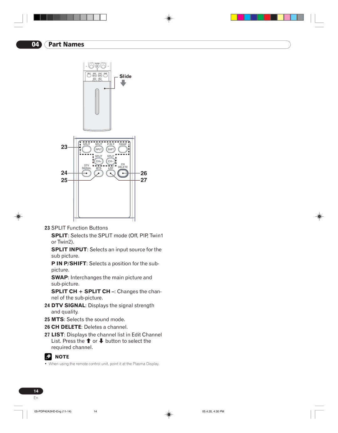 Pioneer PDP-42A3HD manual Slide 