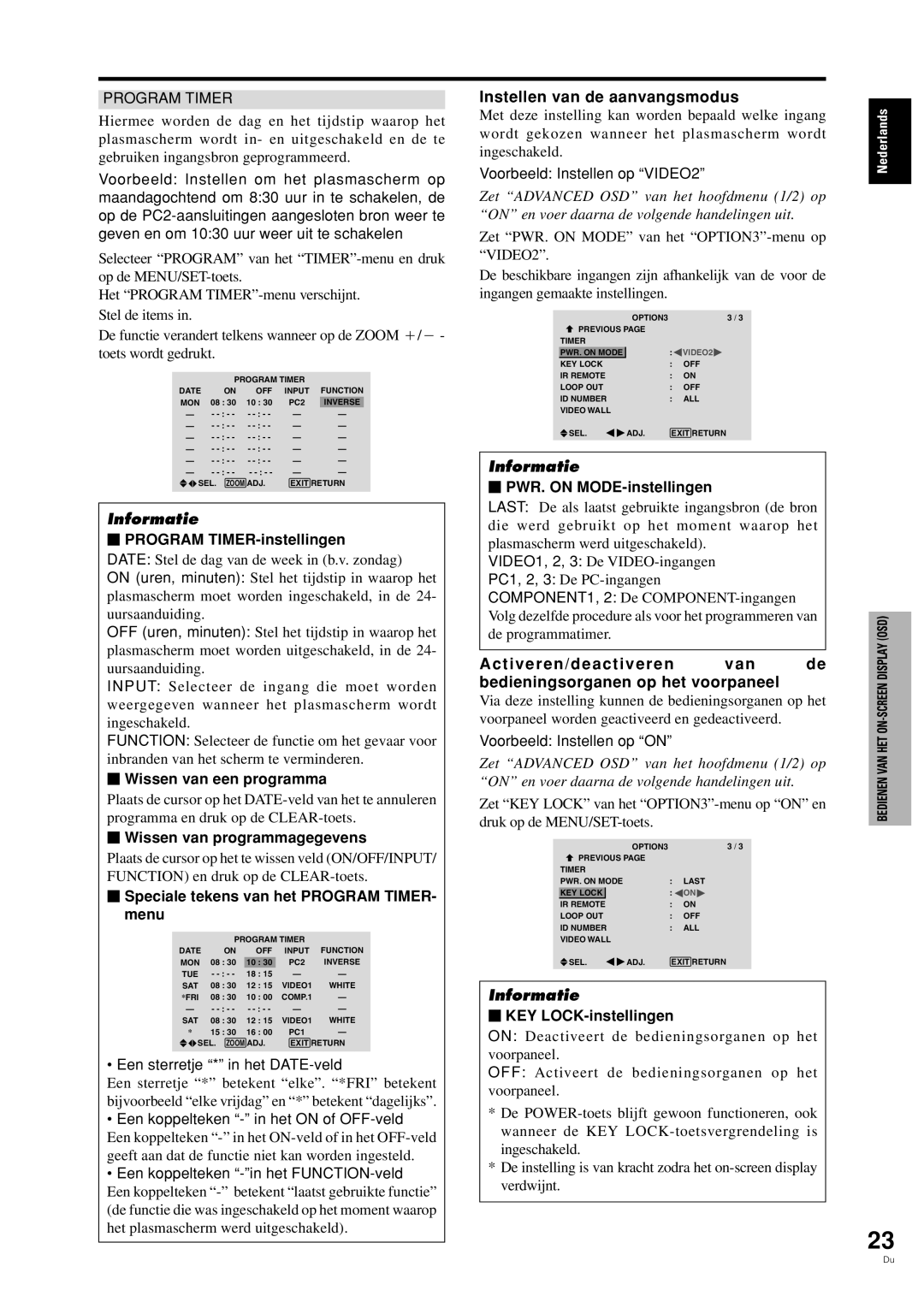 Pioneer PDP-42MVE1 manual Instellen van de aanvangsmodus 