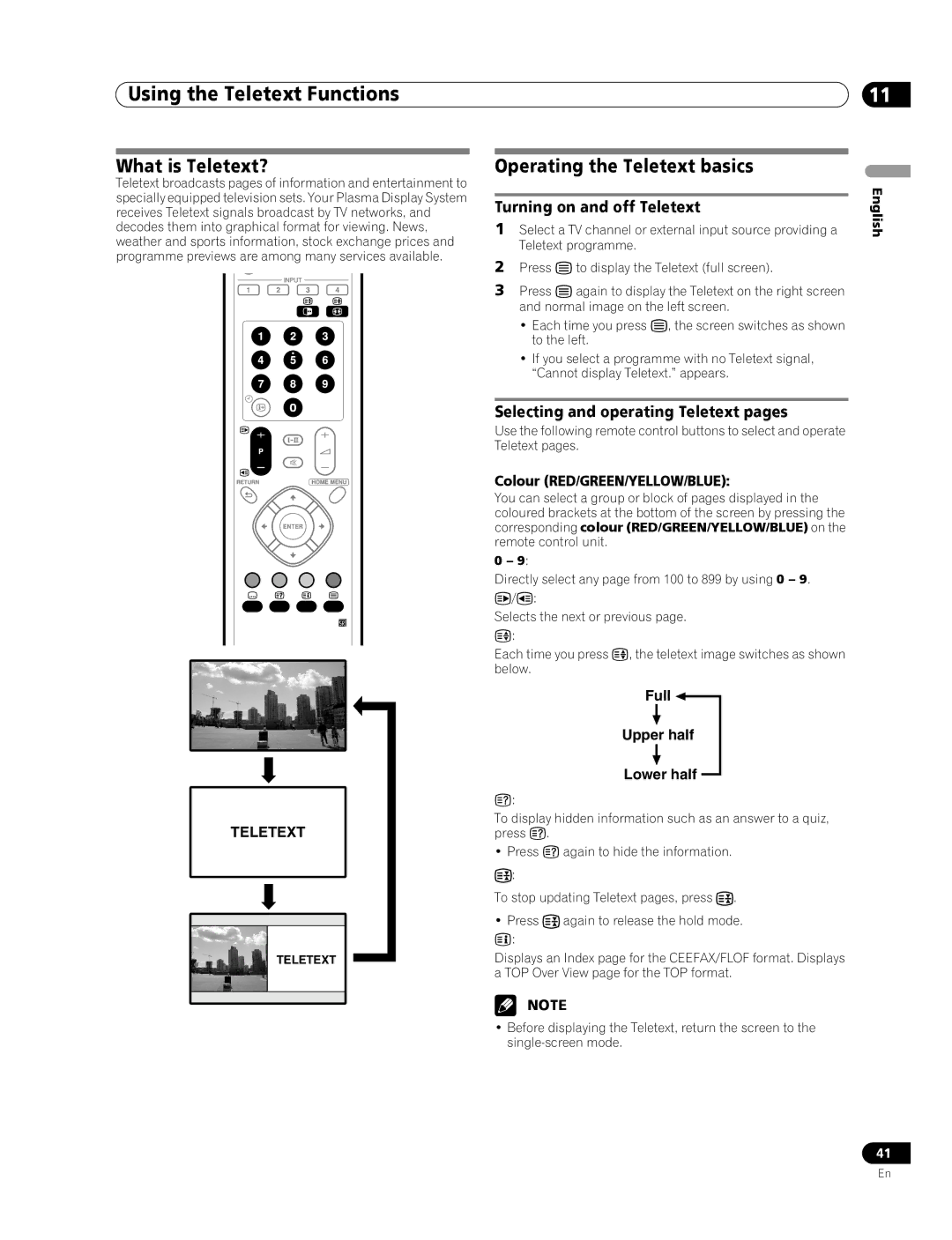 Pioneer PDP-436RXE manual Using the Teletext Functions, What is Teletext?, Operating the Teletext basics 