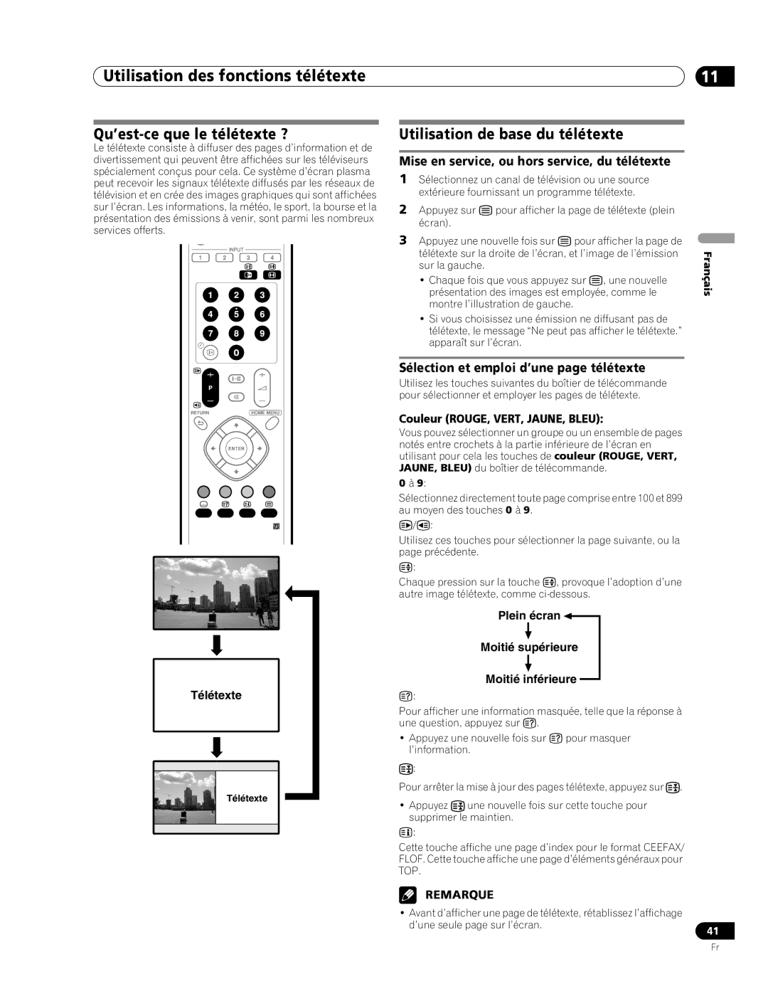 Pioneer PDP-436RXE Utilisation des fonctions télétexte, Qu’est-ce que le télétexte ?, Utilisation de base du télétexte 