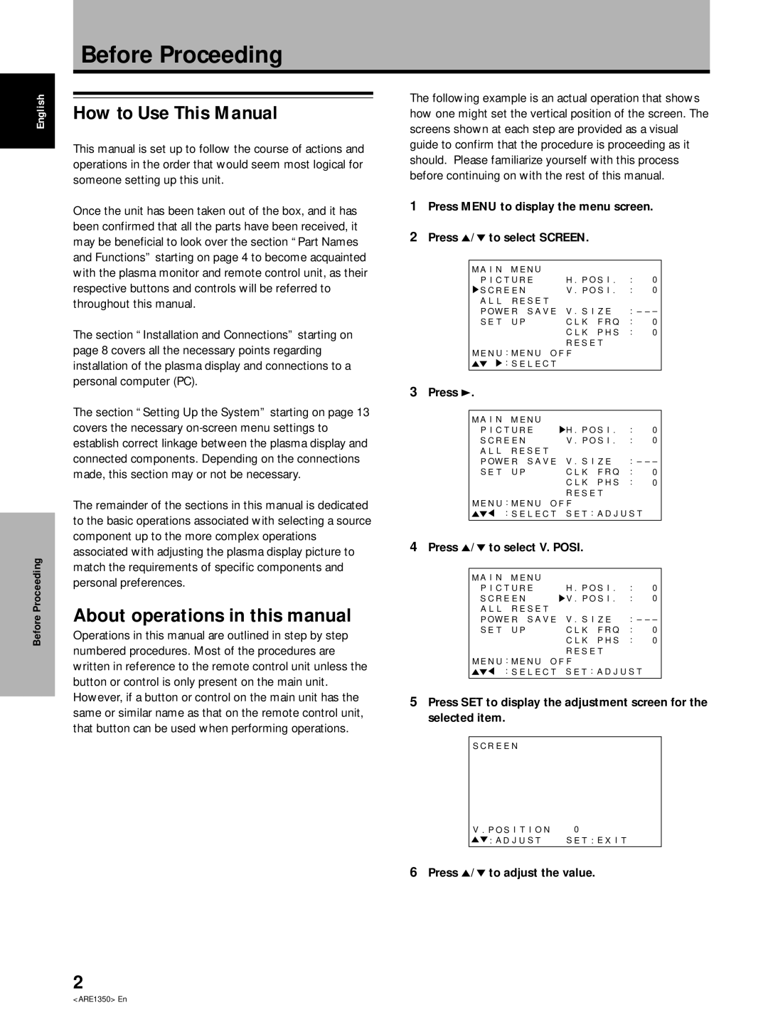 Pioneer PDP-502MXE Before Proceeding, How to Use This Manual, About operations in this manual 