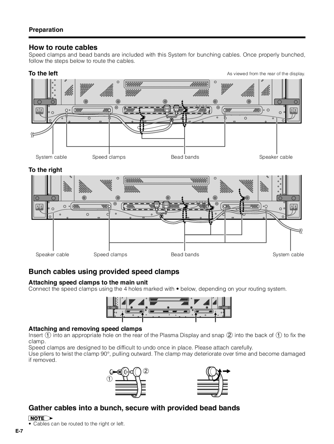 Pioneer PDP-5030HD, PDP-4330HD manual How to route cables, Bunch cables using provided speed clamps 