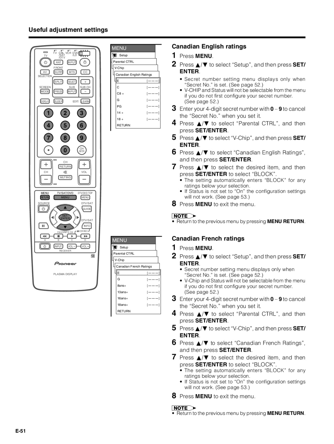 Pioneer PDP-5030HD, PDP-4330HD manual Useful adjustment settings 