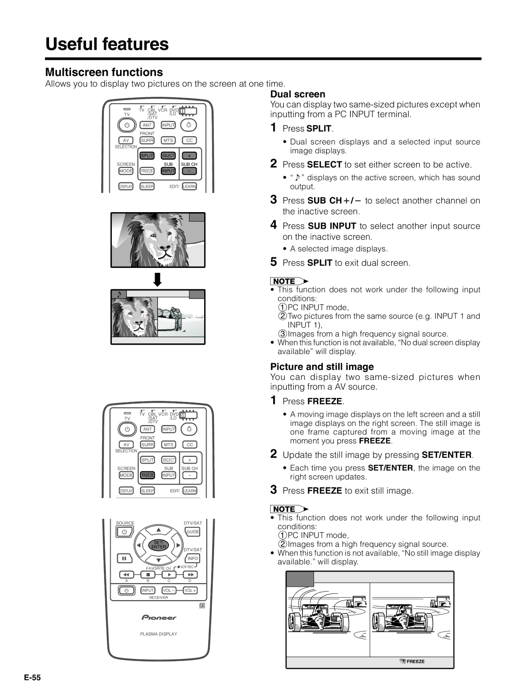 Pioneer PDP-5030HD, PDP-4330HD manual Useful features, Multiscreen functions 