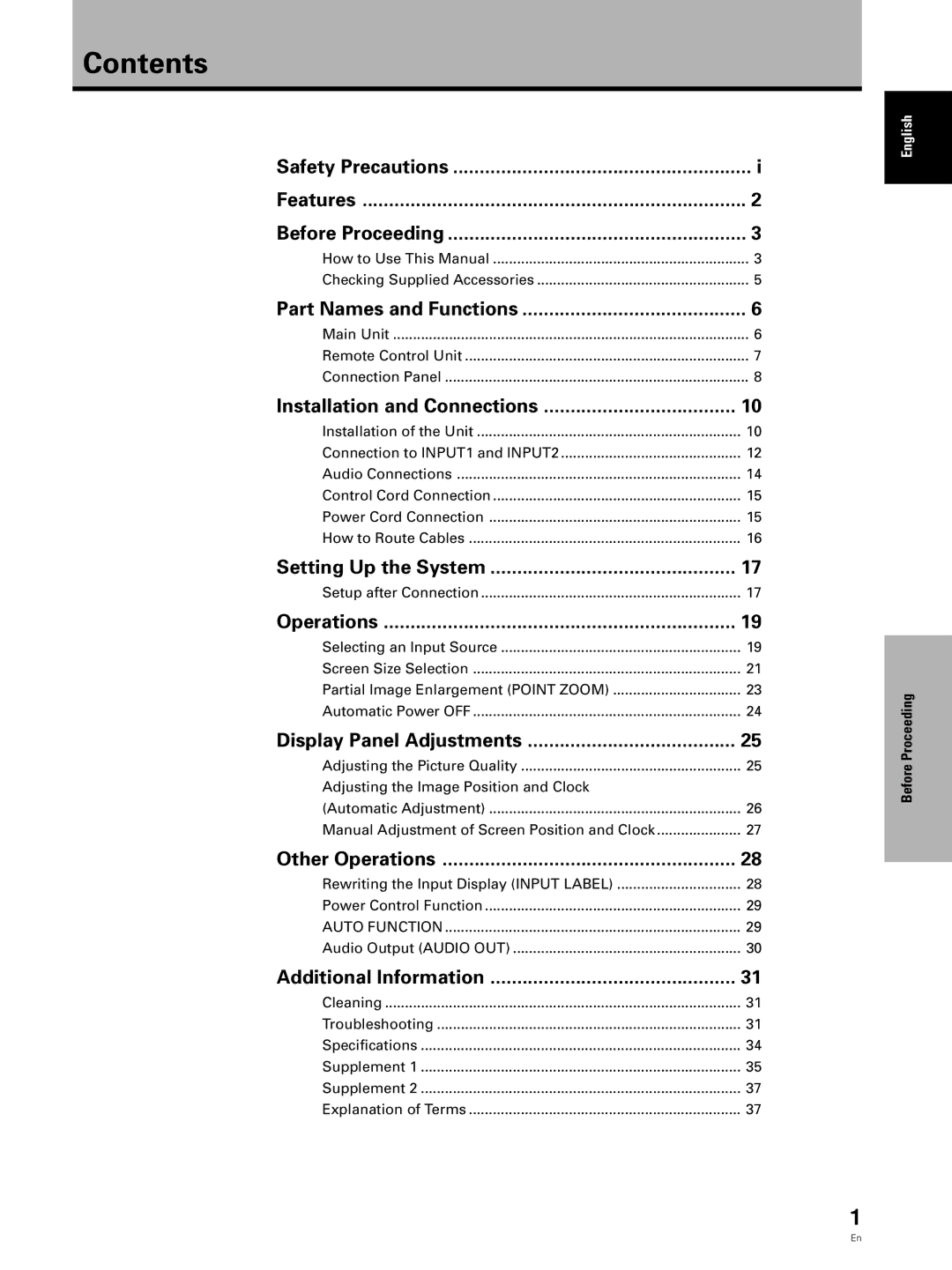 Pioneer PDP 433CMX, PDP 503CMX specifications Contents 