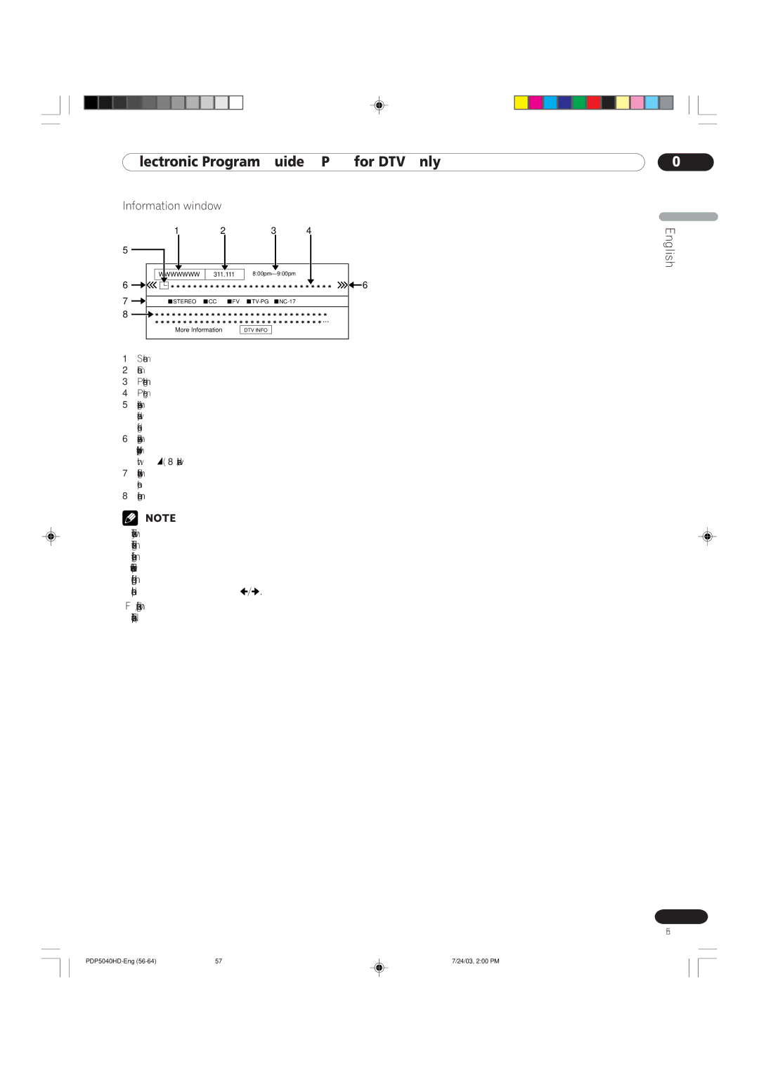 Pioneer PDP 4340HD, PDP 5040HD manual Information window 